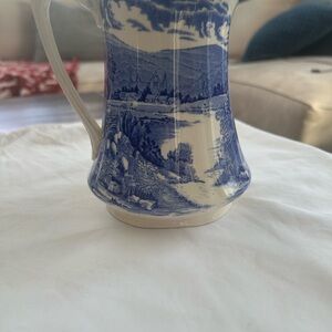 Blue and White Ceramic Pitcher